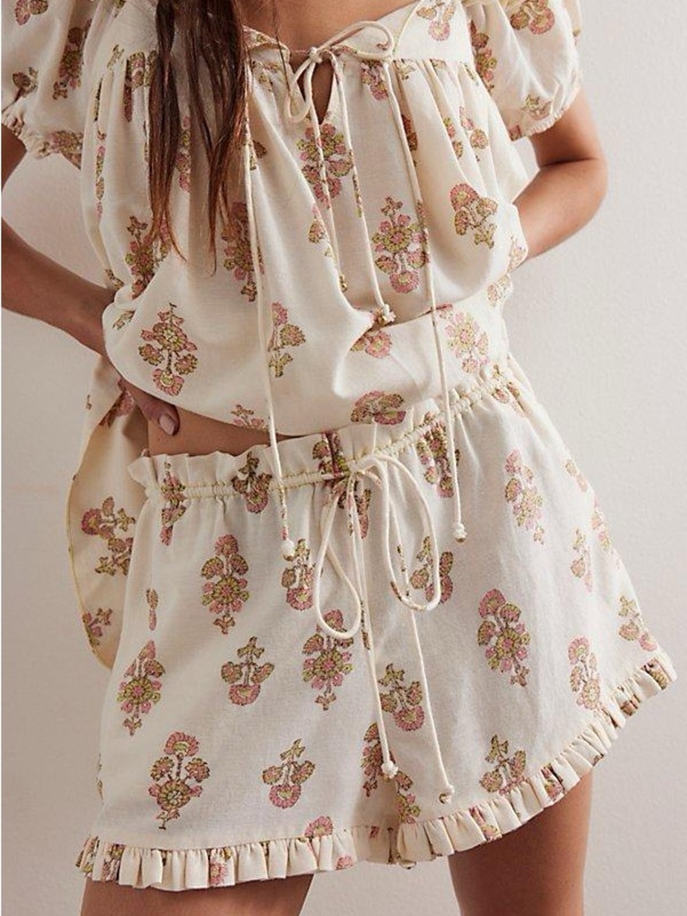 Free People Maggy Mae Block Print Floral Shorts Size Large